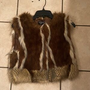 bebe Multi-Tone Brown Faux Fur Vest